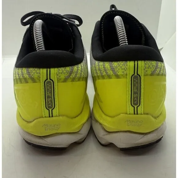 Mizuno Wave Sky 4 Men's Gray Neon Green Sz 9 Waveknit Running Shoes Sneakers