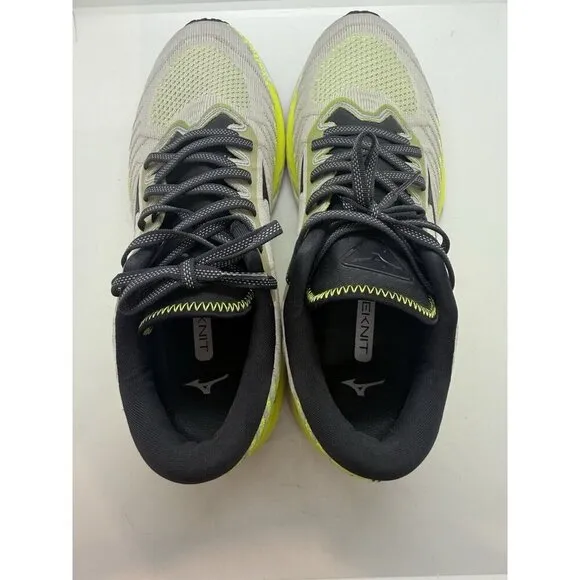 Mizuno Wave Sky 4 Men's Gray Neon Green Sz 9 Waveknit Running Shoes Sneakers