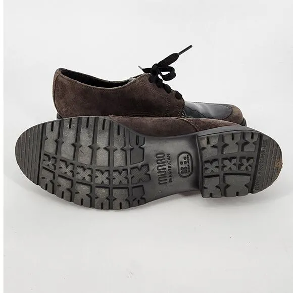 Munro Veranda Suede &amp; Patent Leather Oxford Shoes – Gray/Black Women's Size 8.5M