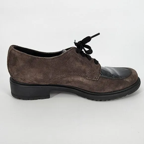 Munro Veranda Suede &amp; Patent Leather Oxford Shoes – Gray/Black Women's Size 8.5M