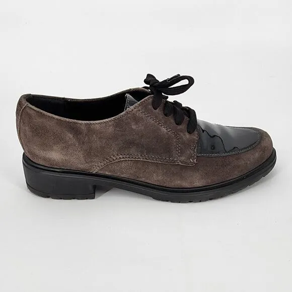 Munro Veranda Suede &amp; Patent Leather Oxford Shoes – Gray/Black Women's Size 8.5M