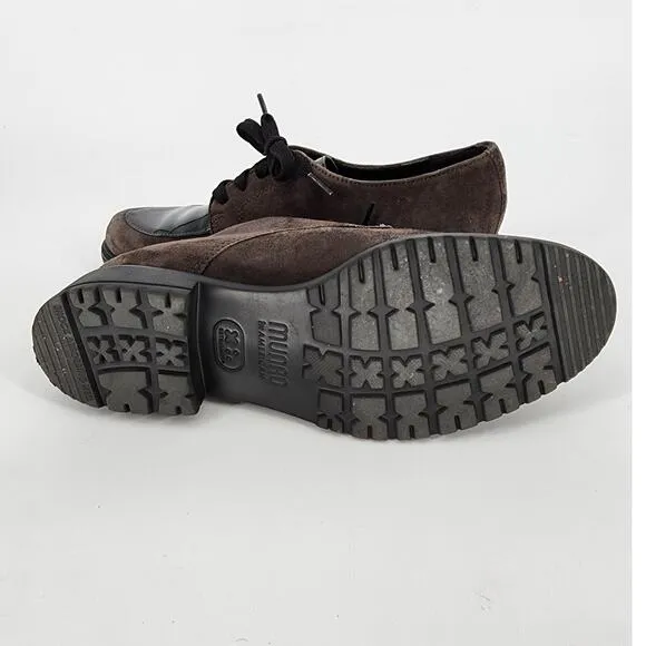 Munro Veranda Suede &amp; Patent Leather Oxford Shoes – Gray/Black Women's Size 8.5M