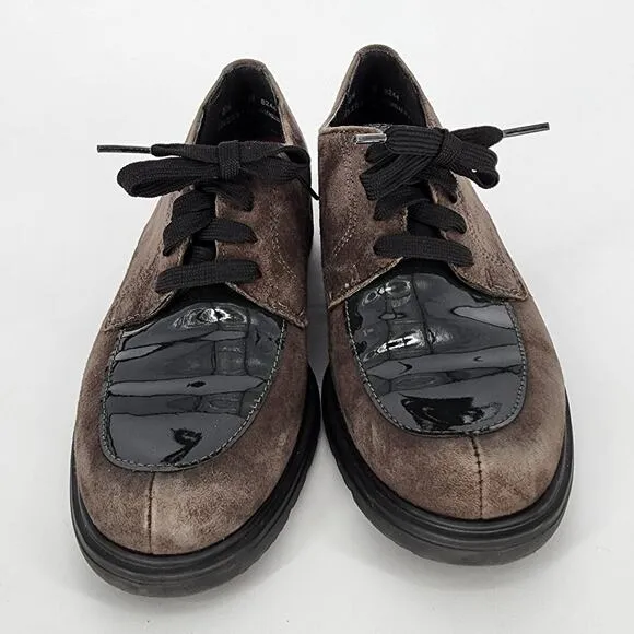 Munro Veranda Suede &amp; Patent Leather Oxford Shoes – Gray/Black Women's Size 8.5M