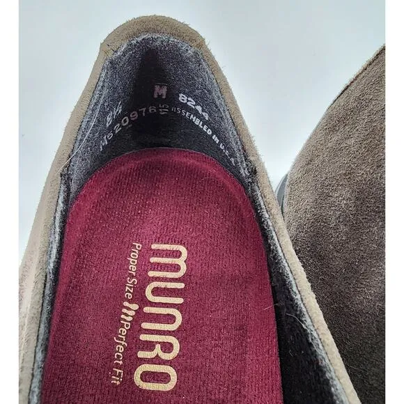 Munro Veranda Suede &amp; Patent Leather Oxford Shoes – Gray/Black Women's Size 8.5M