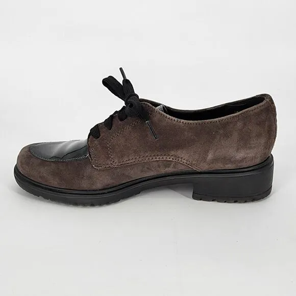Munro Veranda Suede &amp; Patent Leather Oxford Shoes – Gray/Black Women's Size 8.5M