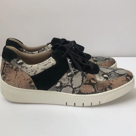 Naturalizer Hadley leather and suede animal print sneakers.