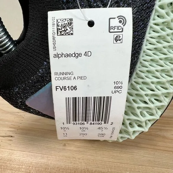 NEW Adidas AlphaEdge 4D running shoes Mens 11 Core black blue