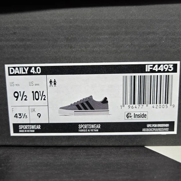 New adidas Daily 4.0 Grey Core Black Men's Shoes Size 9.5
