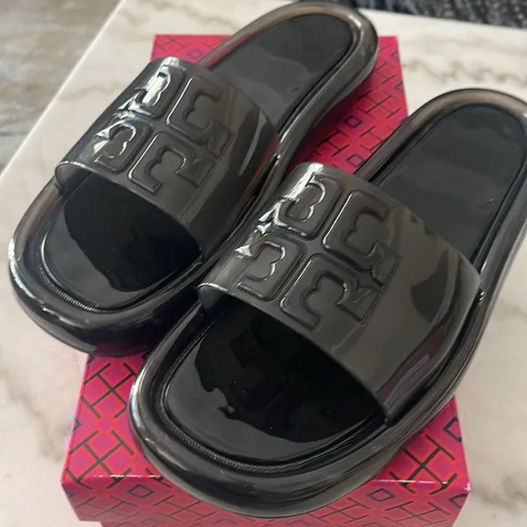 New Authentic TORY BURCH Bubble Jelly Sandals Flip Flops Slides Wedge US 10