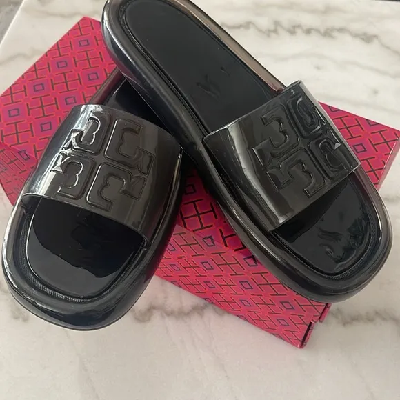 New Authentic TORY BURCH Bubble Jelly Sandals Flip Flops Slides Wedge US 10