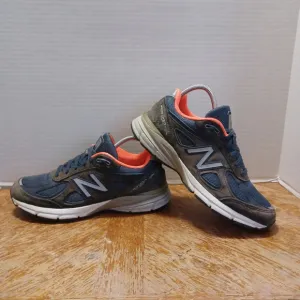 New Balance 990v4 W990NV4 Running Shoes Navy Orange Women's Size 9.5 (13 Box 2)