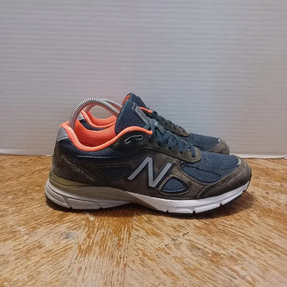 New Balance 990v4 W990NV4 Running Shoes Navy Orange Women's Size 9.5 (13 Box 2)