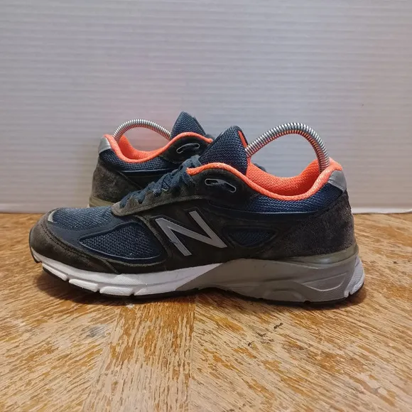 New Balance 990v4 W990NV4 Running Shoes Navy Orange Women's Size 9.5 (13 Box 2)
