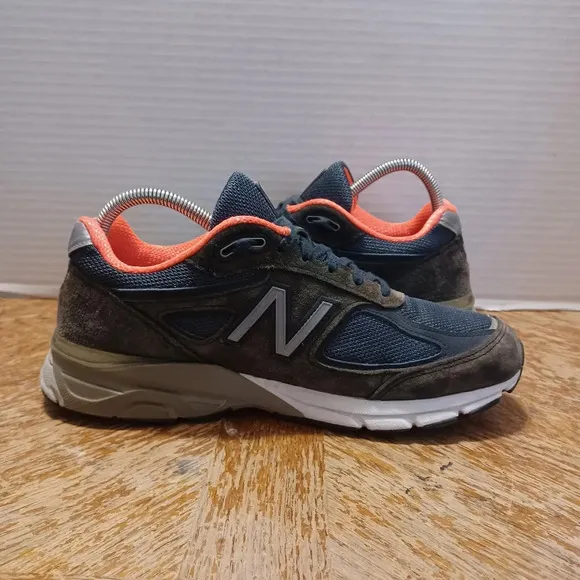 New Balance 990v4 W990NV4 Running Shoes Navy Orange Women's Size 9.5 (13 Box 2)