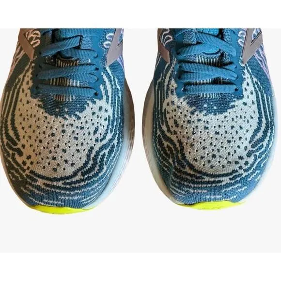 New Balance Fresh Foam 1080v10 Womens Blue Running Shoes Teal/Lime Green Sz 10‌