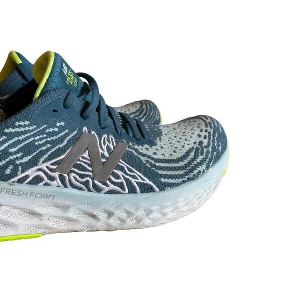 New Balance Fresh Foam 1080v10 Womens Blue Running Shoes Teal/Lime Green Sz 10‌
