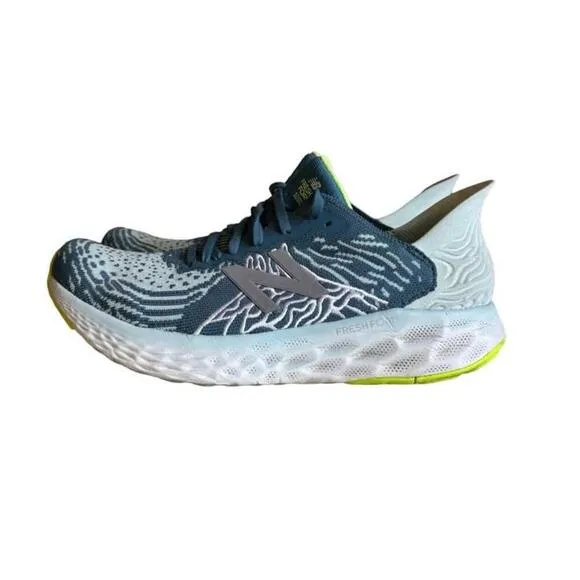 New Balance Fresh Foam 1080v10 Womens Blue Running Shoes Teal/Lime Green Sz 10‌