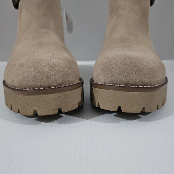 NEW Blondo Dagger Ankle Bootie Waterproof Moto Beige Tan Suede Size 9