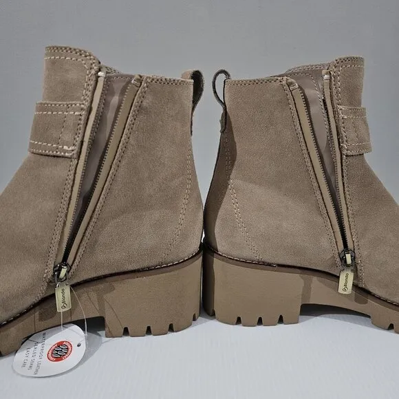 NEW Blondo Dagger Ankle Bootie Waterproof Moto Beige Tan Suede Size 9