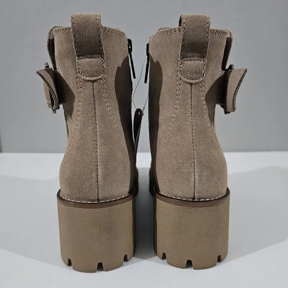 NEW Blondo Dagger Ankle Bootie Waterproof Moto Beige Tan Suede Size 9