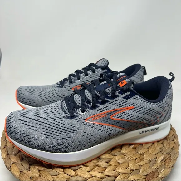 New BROOKS Levitate 5 Running Shoes Grey Peacoat Flame Size 12.5