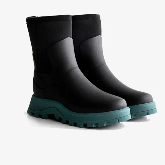 NEW  Hunter‎ City Explorer Short Rain Boots  Waterproof  Black/Teal women (252)
