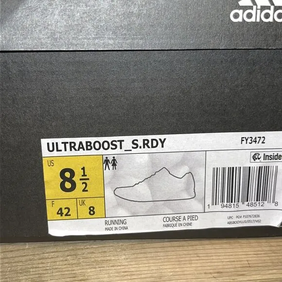 NEW Mens Size 8.5 Adidas UltraBoost S.RDY Grey/Signal Green Running Shoes FY3472