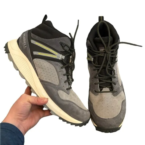 NEW Merrell | Wildwood Mid Gray Leather Waterproof Hiking Boots Pick Sz 13 Men’s