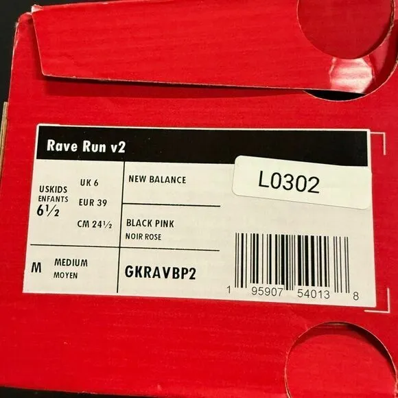 New New Balance Rave Run V2 Black Pink Running Shoes Sneakers 6.5