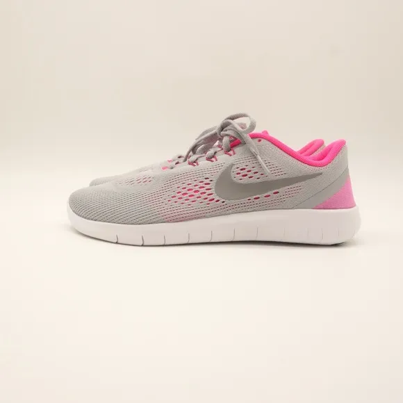 NEW NIKE Free RN Flyknit Gray Pink Running Shoes