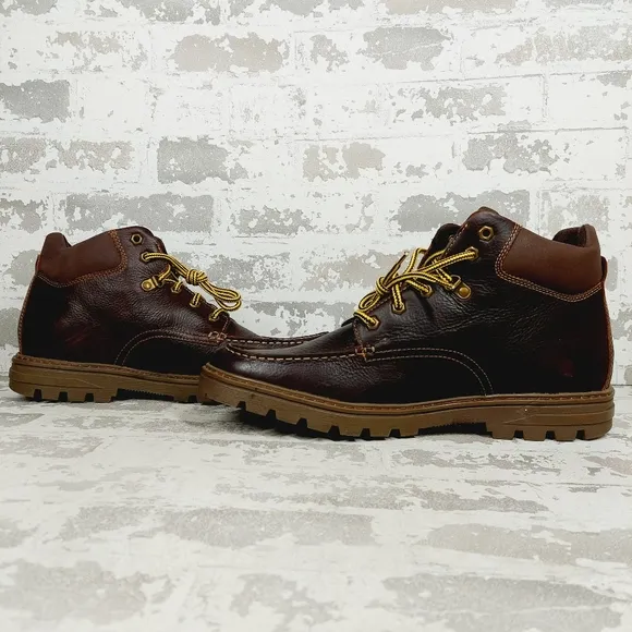 New Rockport Weather or Not Moc Toe Brown Leather Lace Up Boots  H117