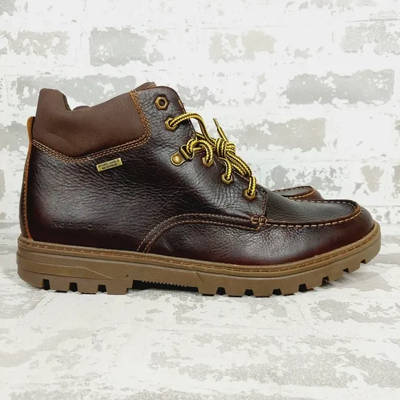 New Rockport Weather or Not Moc Toe Brown Leather Lace Up Boots  H117
