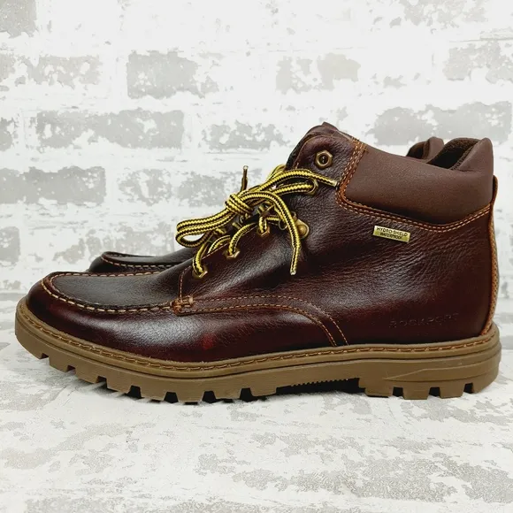 New Rockport Weather or Not Moc Toe Brown Leather Lace Up Boots  H117