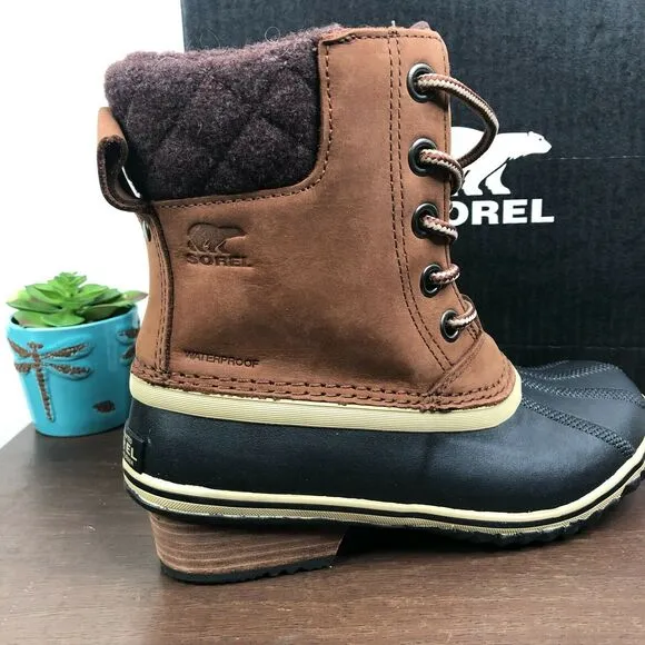 NEW Sorel Slimpack II Lace Up Waterproof Duck Boots Burro Cattail Women's Size 6