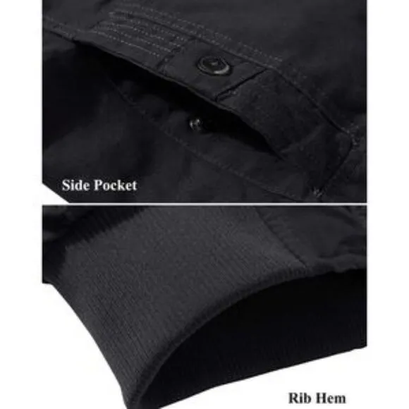 NEW Thick Thermal Winter Black Fleece Lined Military Jacket