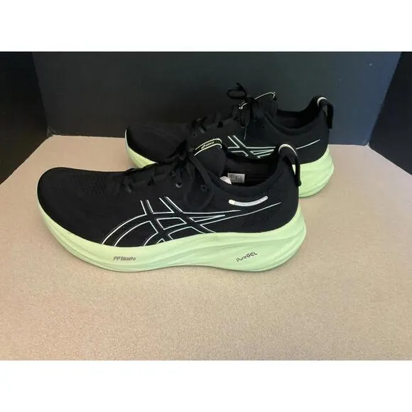 New! Womens Asics Gel-Nimbus 26 Black/Cool Matcha Running Shoes. Size 13. Nice!