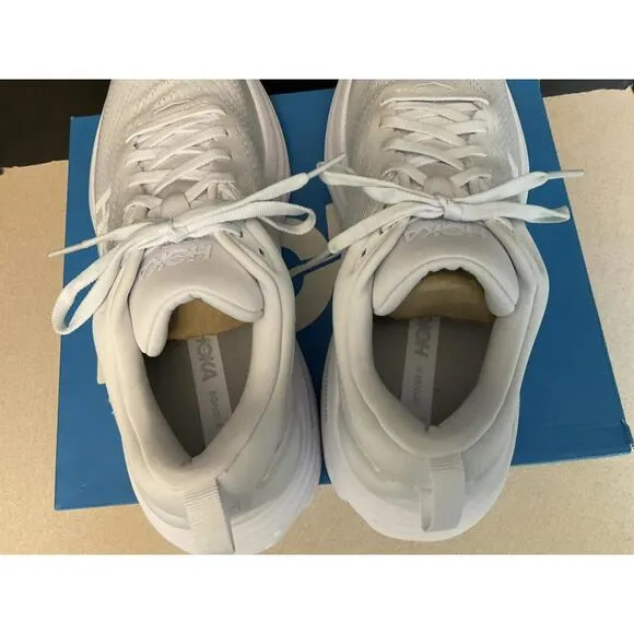 New! Womens Hoka One One Bondi 8 WWH White/White Running Shoes. Size 11B. Nice!