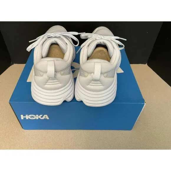 New! Womens Hoka One One Bondi 8 WWH White/White Running Shoes. Size 11B. Nice!