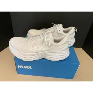 New! Womens Hoka One One Bondi 8 WWH White/White Running Shoes. Size 11B. Nice!