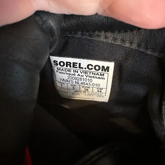 New Womens Sorel Lennox Black Leather‎ Waterproof Cuffed Combat Boots Size 7 M