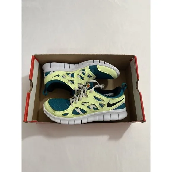 New Youth Size 7Y Yellow Green Nike Free Run 2 Running Shoes DD0163 300
