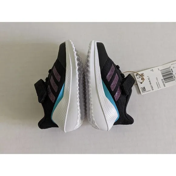 NIB Adidas EQ21 Size 4K Run Sparkle Running Sneaker Shoes Black H01879