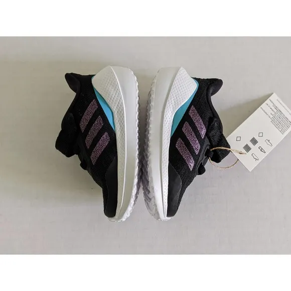 NIB Adidas EQ21 Size 4K Run Sparkle Running Sneaker Shoes Black H01879