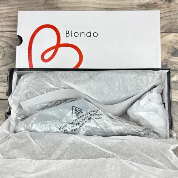 NIB Blondo 8.5M Waterproof Emilia Black Nubuck Slide Flat Sandals Jute Trim