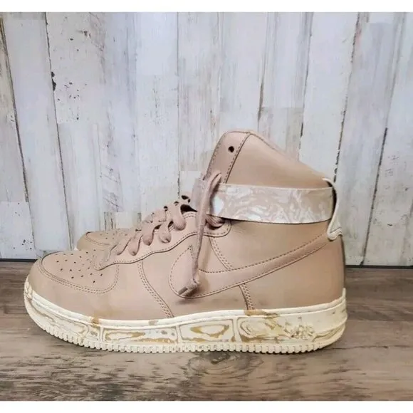Nike Air Force 1 High Dip Dye Sneakers Shoes Men's 11 Marbled Beige White