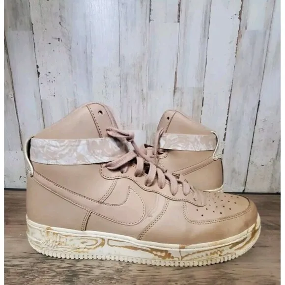 Nike Air Force 1 High Dip Dye Sneakers Shoes Men's 11 Marbled Beige White