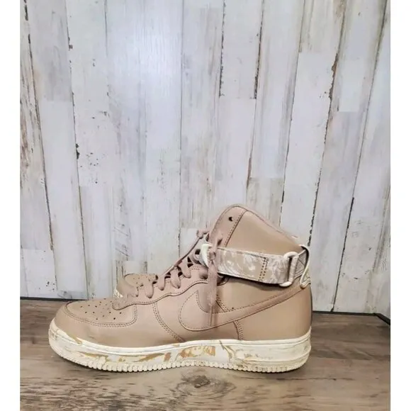 Nike Air Force 1 High Dip Dye Sneakers Shoes Men's 11 Marbled Beige White