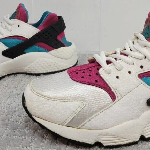 Nike Air Huarache Run Women's Sz 8 White Emerald Running Shoes 634835/107