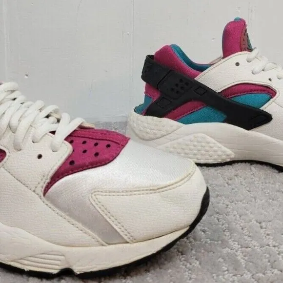 Nike Air Huarache Run Women's Sz 8 White Emerald Running Shoes 634835/107