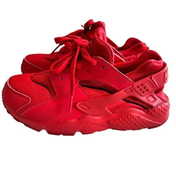 Nike Air Huarache Triple Red Run Girls Athletic Running Sneakers Shoes Size 1y
